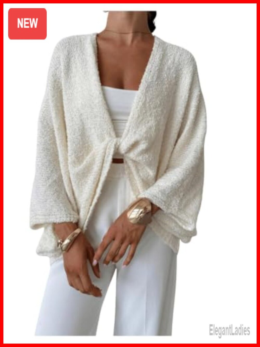 Oversized Wrap Sweater Cropped Batwing Knit Pullover Deep V Neck Loose Fit